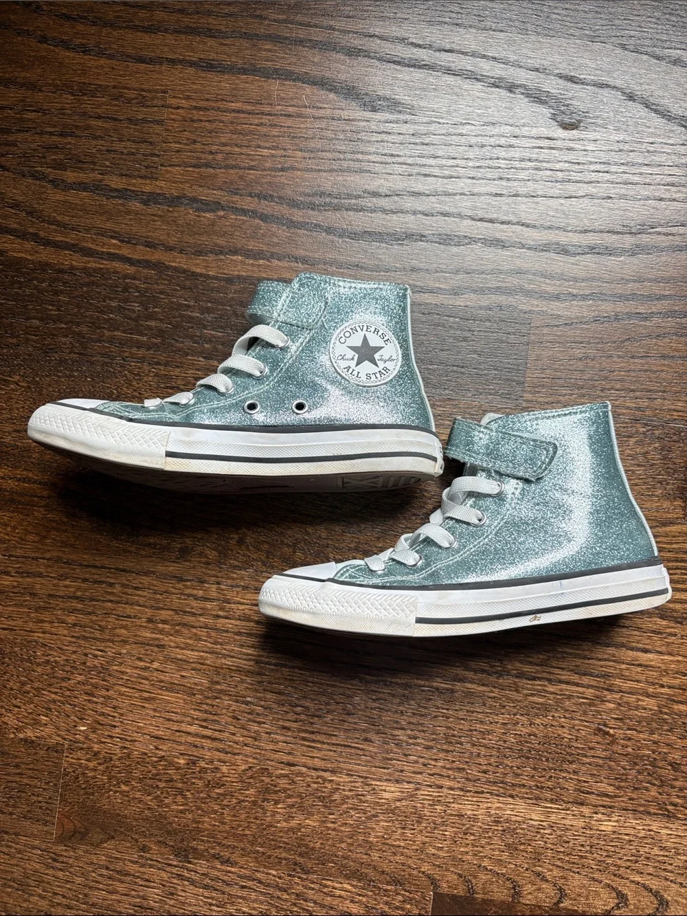 Converse Kids High Top Sneakers - Light Blue Glitter